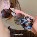 Leopard And Marbled Round Resin Disc Stud Earrings view 1