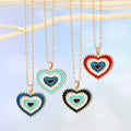 Gold Tone Layered Heart Evil Eye Pendant Necklaces in Four Colors view 1
