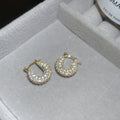 Crystal Pave U Shaped Hoop Earrings in Gold and Silver view 6