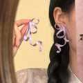Ribbon Bow Stud Earrings in Four Pastel Colors for Everyday Styling view 7