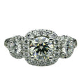 White Gold Three Stone Halo Clear CZ Finger Ring Sizes 6-10 view 5