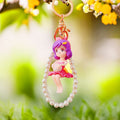 Pearl Loop Cartoon Girl Keychains in Three Sunflower Dress and Hat Designs view 3
