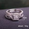 White Gold Princess Square Halo Bridal Ring Set Sizes 6-10 view 5