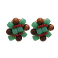 Green And Brown Beaded Woven Stud Earrings Jewelry view 5