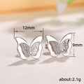 Frosted Butterfly Stud Earrings Rose Gold Gold White Gold view 5