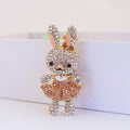 Rhinestone Rabbit Keychain With Split Ring And Lobster Clasp view 9
