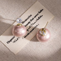 Pink Pearl Look Clear Round Top Classic Stud Earrings view 3