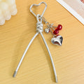 Braided Cord Silver Heart And Cherry Charm Bag Pendant view 3