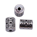 Antique Silver Coin Pattern Cylinder Bead Jewelry Making Component view 4