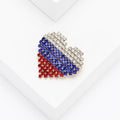 Red White and Blue Striped Crystal Heart Brooch in Three Layouts view 4