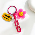 Smiley Daisy Charm Keychain with Acrylic Chain and Happy Day Tag view 6