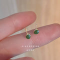 Gold Tone Mini Olive Green Heart Shape Stud Earrings For Women view 3