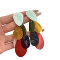 Multicolor Oval Petal Cascade Stud Earrings Jewelry Accessory view 5
