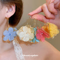 Colorful Openwork Flower Hook Earrings in Five Colors view 2