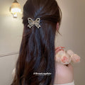 Gold Rhinestone Filigree Openwork Bow Hair Claw Clip view 3