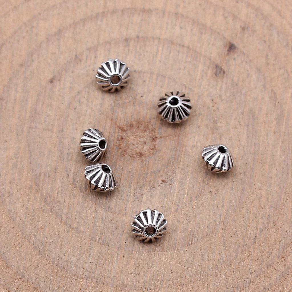 4.8x4.8x3.6mm 0.2g Multicolor Zinc Alloy Double Sided Carved Cone Spacer Beads for Bracelet Necklace DIY