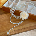 Ivory Fabric Flower Multi Strand Pearl Necklace Earring Ring view 6