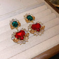 Two Red Green Crystal Necklaces And Earrings With Mismatched Gallery view 7
