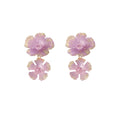 Pink Iridescent Double Flower Statement Stud Earrings view 5