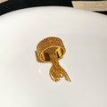 Gold Beaded Ball Chain Open Ring Fringe Tassel Style view 6