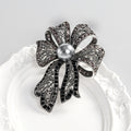 Black Silver Tone Ribbon Bow Metal Brooch Pin for Jackets and Lapels view 4