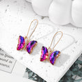 Crystal Butterfly Wing Drop Earrings Gold Hooks 11 Colors view 3