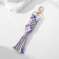 Gold Tone Braided Macrame Tassel Clip Keychains in Six Colors view 7