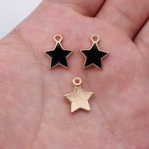 Black Star, Blue Star, Aqua Star enamel star charms in image 2, shown in an alternate angle or finish view