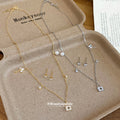 Delicate Necklace and Drop Earring Jewelry Set in Two Tones view 3