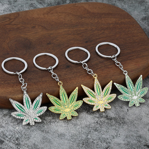 Rhinestone Maple Leaf Zinc Alloy Keychain Fashion Bag Charm