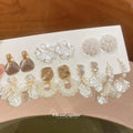 White Floral and Shell Look Stud Earring Assortment view 3