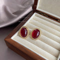 Wine Red Enamel Gold Frame Stud Earrings Six Styles view 7