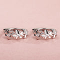 Silver Floral Huggie Hoop Earrings Clear CZ Centers view 3