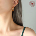 Knotted Circle Hoop Earrings Gold Steel Tone Latch Back view 3