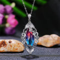 Gradient Marquise Stone Open Filigree Pendant Necklace view 2