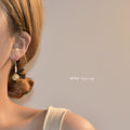 Gold Wire Cage Ball Pearl Bead Fishhook Drop Earrings view 2