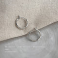 Silver Irregular Organic Round Huggie Hoop Earrings view 4