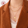 Triple Layer Gold Necklace Carpe Diem Coin Pendant Set view 3