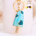 Crystal Heart Popsicle Keychains in White Pink Blue and Purple view 1