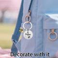 Bee Happy Round Disc Keychain Rhinestone Bee Charm view 4