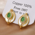 Gold-Tone Teardrop Shell Look Stud Earrings With Stone Halo view 4