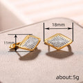 Gold Tone Diamond Shaped Huggie Earrings with Silver Inlays view 4