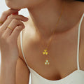 Gold Heart Clover Y Necklace Shell Inlay Slider Adjustable view 3