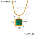 Gold Square Pendant Snake Chain Necklace Black Shell Malachite view 7
