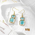 Gold Tone Pressed Flower Teddy Bear Drop Earrings in Six Colors view 4
