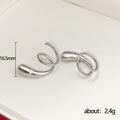 Silver Tone Sculptural Swirl Cuff Earrings with Polished Finish view 5