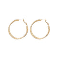 Textured Gold Tone Medium Round Hoop Earrings Jewelry view 5