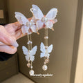 White Butterfly Drop Earrings And Gold Butterfly Necklace view 1