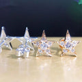 Gold And Silver Tone Crystal Five Point Star Stud Earrings view 3