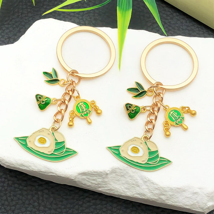 Two-Style Green Dragon Boat Festival Rice Dumpling Charm Keychain
